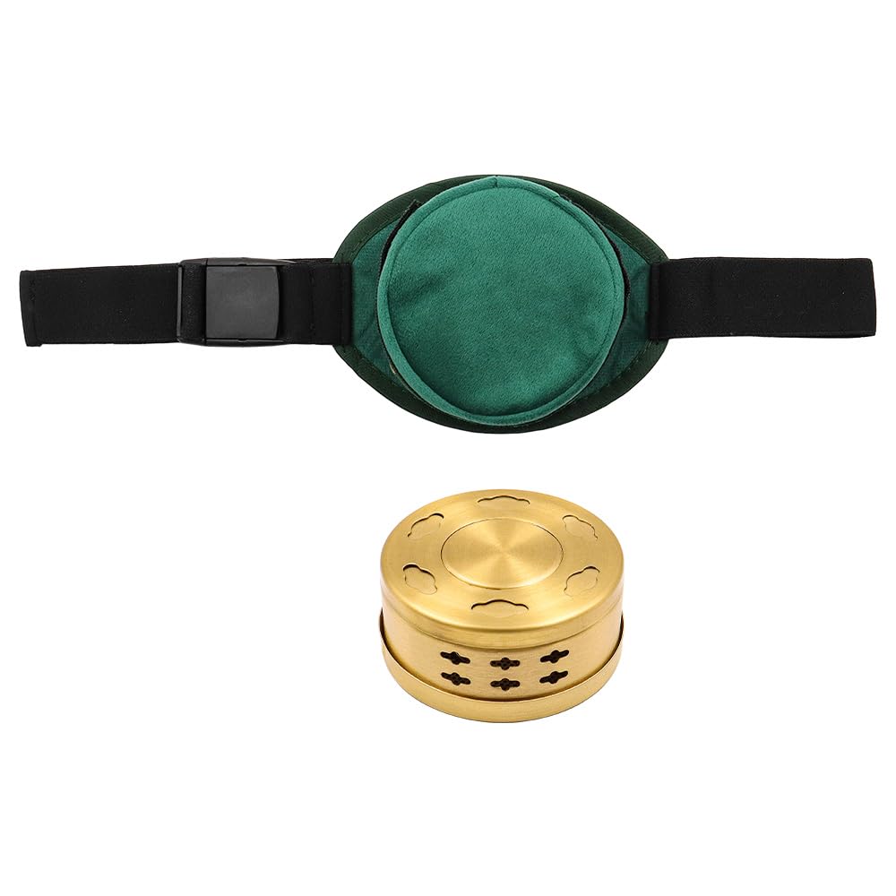 NUZAMAS 1 Set Moxibustion Box Smokeless Copper Moxa Box Copper Tank Moxibustion Treatment Tool Portable Smokeless Cloth Bag for Waist Neck Knee Shoulder Back