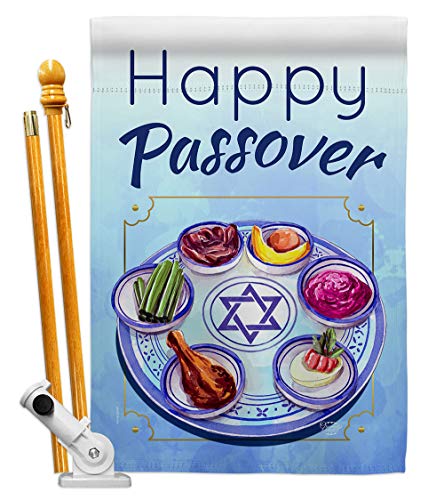 Ornament Collection Happy Passover House Flag Set Religious Wine Celebration Festival Holiday Jewish Hanukkah David Decoration Banner Small Garden Yard Gift Double-Sided, Made in USA