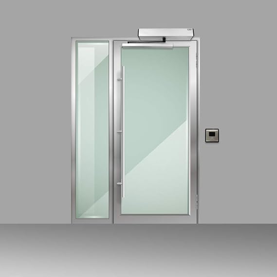 Touchless Open Automatic Door with 1pc Receiver and 2 pcs 4.5 Square Stainless Hard Wired Touchless Push Panel Switch