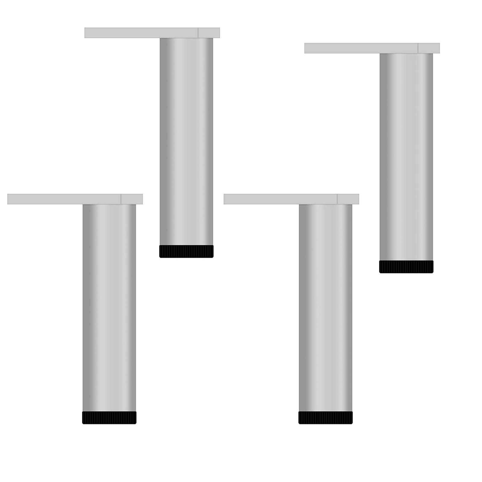 4 Piezas de Patas para Muebles de Aleación de Aluminio,Patas de Gabinete a Prueba de Agua,Patas de Sofá Ajustables,Patas de Soporte de Patas de Baño Plata,Altura:6-40cm (250mm/9.84in)