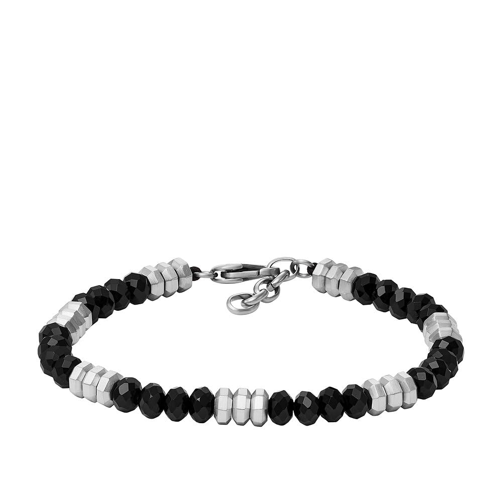 Fossil Herrenarmband All Stacked Up Beads Achat schwarz, JF04602040