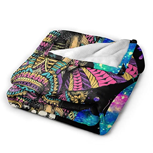 Sigyclu Elephant Butterfly Throw Blanket For Couch Sofa Bed Soft Cozy Fuzzy Black Galaxy Elephant Gifts For Women Adults Kids 80"X60" #TOP3