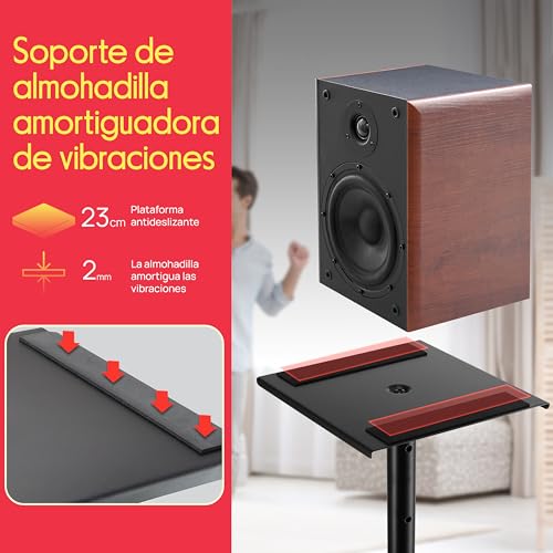 Peanas para monitores de estudio Pyle soporte altavoz suelo base triangular regulable negro 3