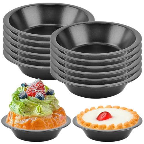 CALIDAKA 12 Pack Mini Pie Pans 5 Inch Reusable Round Pie Tins Nonstick Small Pie Pans Carbon Steel...