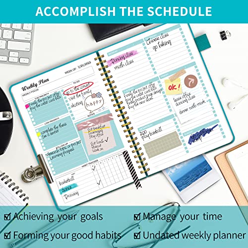 Weekly Planner Undated, Weekly Goals Schedule Planner with Spiral Binding, To Do List Notebook Calendars Organizers Habit Tracker Journal for Men & Women, Pocket,Pen Loop, 53 Weeks (7x10") - Thumbnail 2