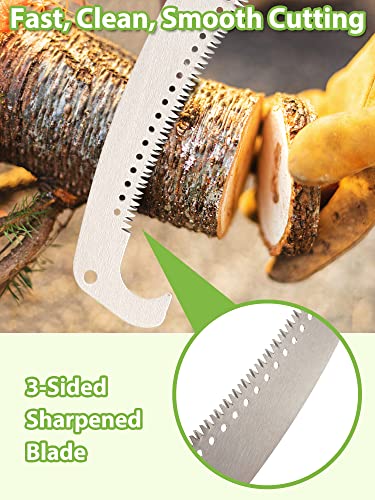 10 Ft Pole Saws For Tree Trimming, Lightweight Tree Pruner With Extension Pole For High Reach, 3-Sided Super Sharp Teeth Blade, Branch Hook, Detachable Manual Tree Trimmers, Anti-Rust Wood Cutter #TOP2