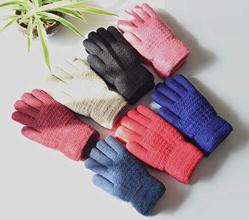 Winter Gloves For Boys Girls - Kids Warm Knit Thermal Cable Knitted Gloves Pink Wool Fleece Lined Mittens For Cold Weather #TOP4