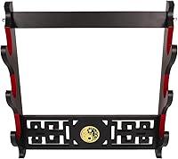 Vista 3 de Soporte de pared Katana para espada, soporte de pared de 3 niveles, icono de Tai Chi, terciopelo, acolchado, soporte de exhibición de espada