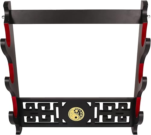 Miniatura 3 de GUIIYLGG Soporte de pared Katana para espada, soporte de pared de 3 niveles, icono de Tai Chi, terciopelo, acolchado, soporte de exhibición de
