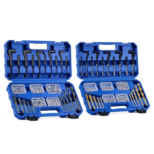 Orion Motor Tech 344pc Thread Repair Kit SAE and Metric Thread Restorer Kit with HSS Drill Bits Taps Inserts Auto Rethreading Restorer Tool Kit in 1/4 5/16 3/8 7/16 1/2 & M5 M6 M8 M10 M12 Sizes