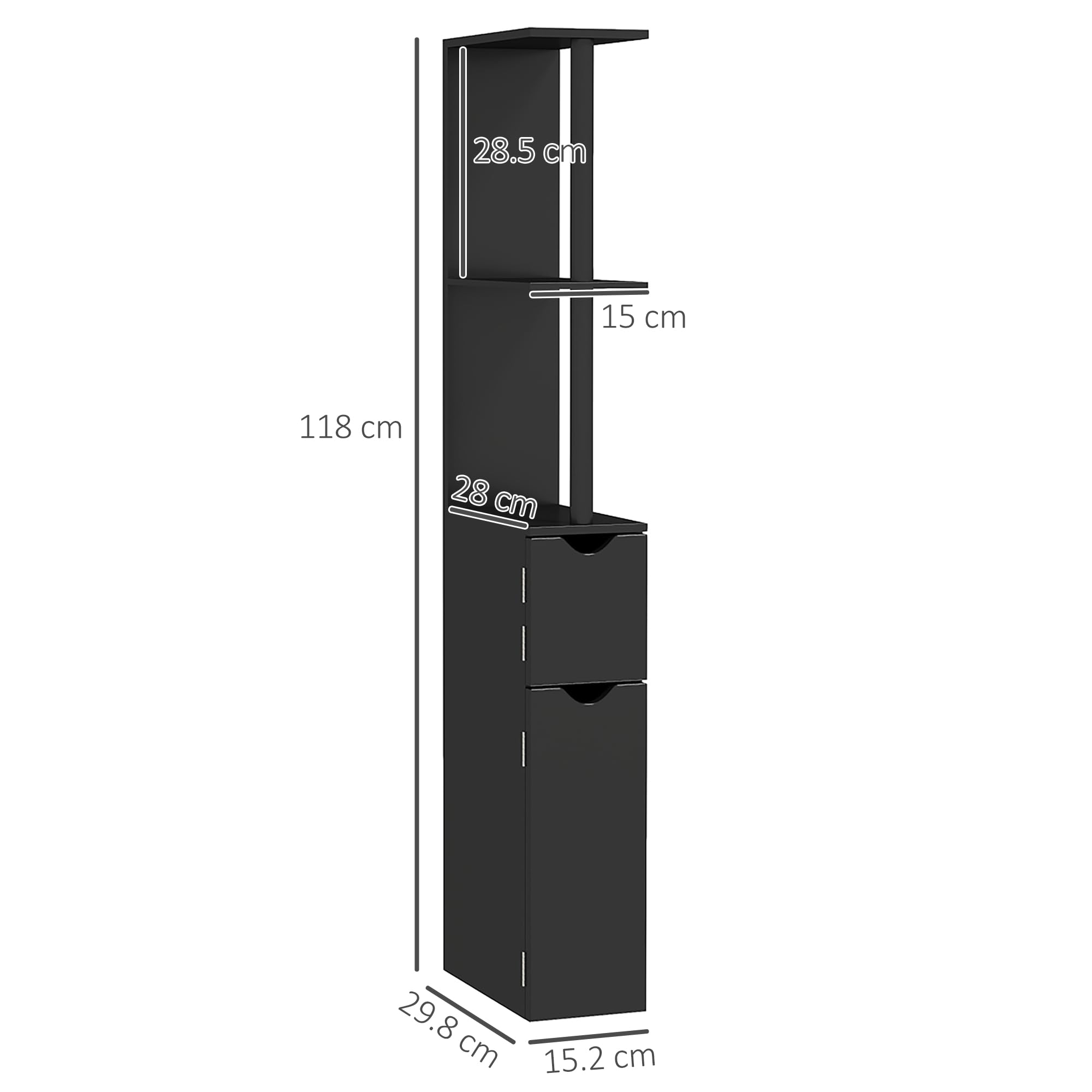 Kleankin Armario de baño Columna ahorrador de Espacio Negro