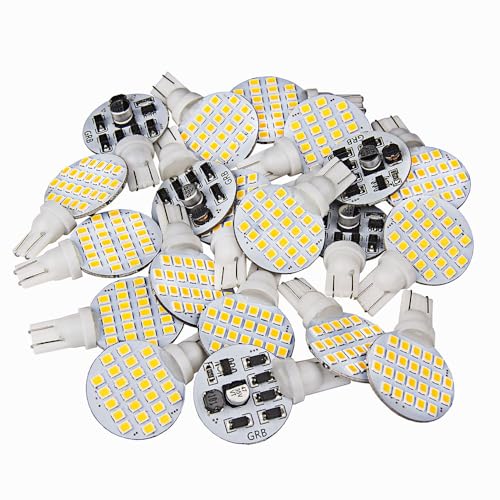 GRB 20 x Super Bright 921 Natural White 3w RV, Trailer, Camper Interior LED T10 194 Boat,landscaping,Wedge 24-SMD LED Light Bulb 12v(Pack of 20)