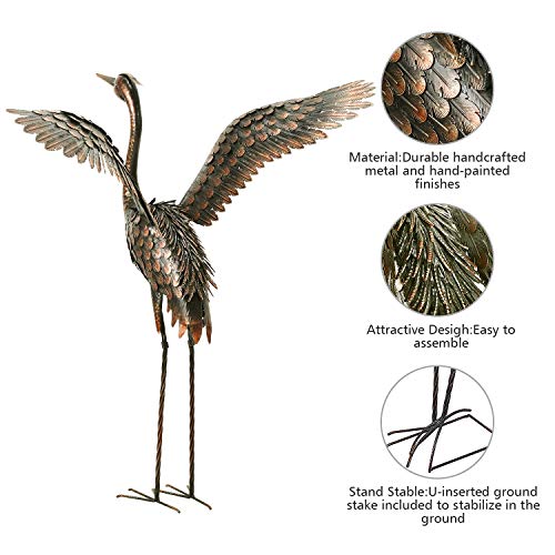 Chisheen Garden Statue Outdoor Metal Heron Crane Yard Art Sculpture For Lawn Patio Backyard Decoration,46 Inch (2-Pack) #TOP1