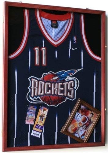 Basketball Jersey Display Case Cabinet Shadow Box 98% UV, Black Finished
