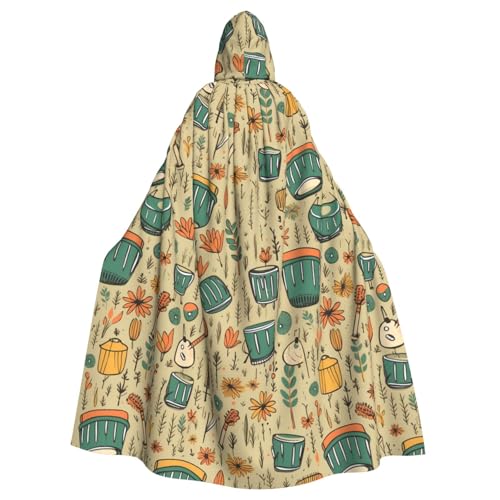 HJFCZH Music Drum in Field Prints Halloween - Capa con capucha para adultos para varios entornos de fiesta y carnaval