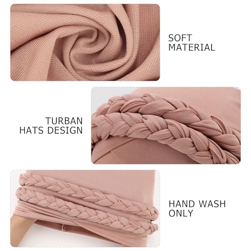 Image of DRESHOW African Women Turban Caps Beanie Twist Headscarf Pre-Tied Double Twisted Braid Hair Cover Wrap Hat Chemo Cancer Cap