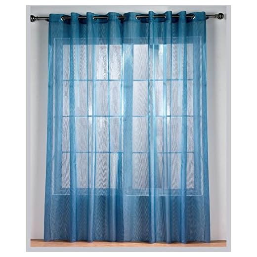 Rioma Alejandra - Cortina visillo con ollados, 140 x 270, color azul