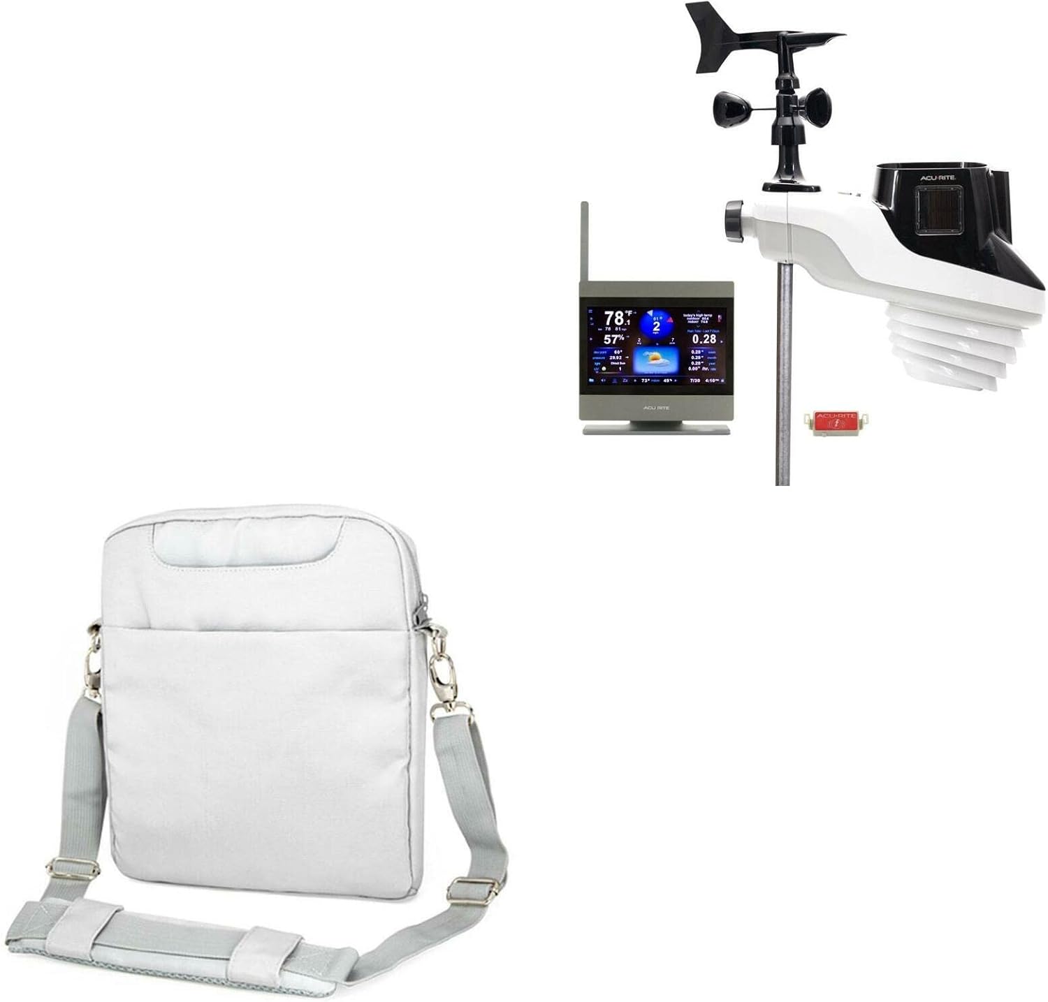 BoxWave Case Compatible with AcuRite Atlas Weather Station (01004M-ATLAS) - Encompass Urban Bag, Over Shoulder Messenger Straps Handle Bag Pockets - Cool Grey