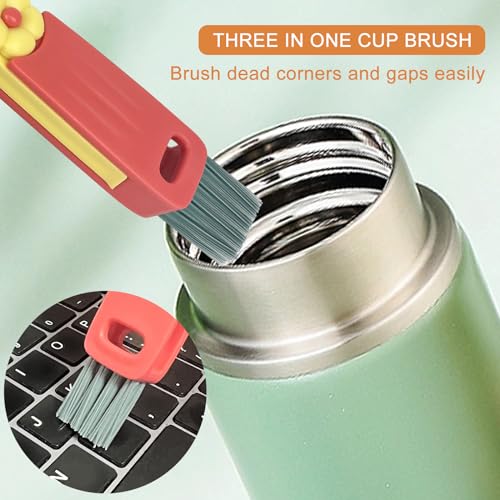 Image of Velaco 3 in 1 Water Bottle Cleaner Brush, Kitchen Cleaning Gadgets Set for Crevice Tight Space Gap, Cup Lid Cleaning Brush - Green