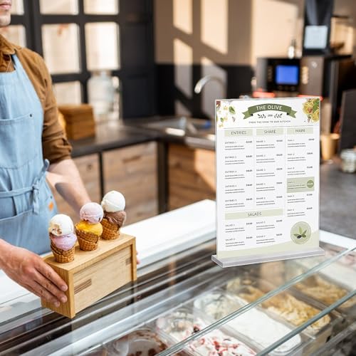 LiuHancsqd 4 Stück A5 Acryl Aufsteller, Tischaufsteller A5, Menükartenhalter, Speisekartenhalter, Postkartenständer, Werbeaufsteller, Transparent Acryl Tischständer für Restaurants Büro Menü