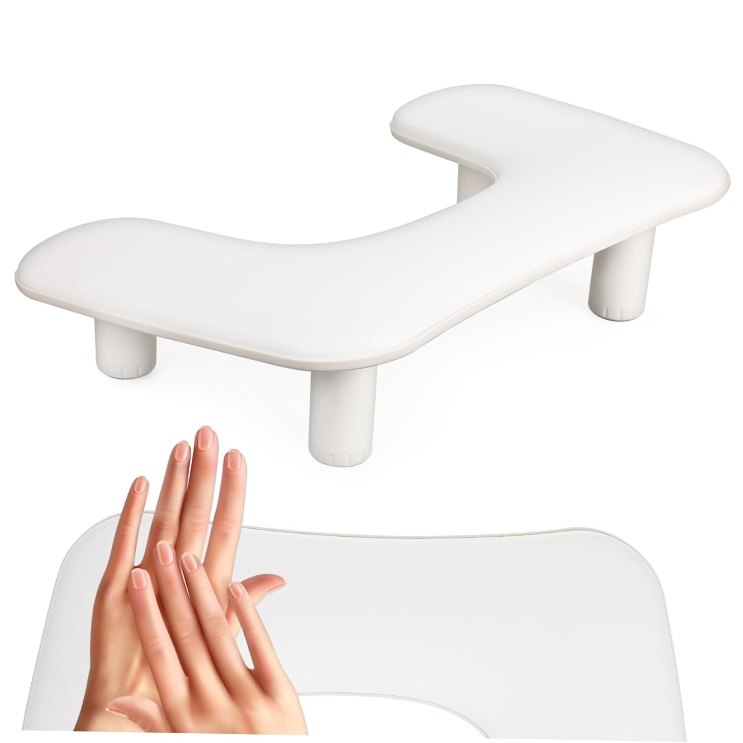 U Shaped Nail Arm Rest for Manicure Ergonomic Hand Rest for Nail Techs Portable Detachable Design Sturdy Material for Home Salon Use Stylish Finish