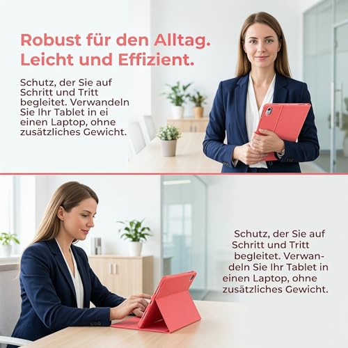 Hülle Tastatur für iPad (A16) 11./10. Generation (2025/2022), (11/10.9 Zoll) - QWERTZ, 7 Farben Beleuchtete, Magnetische Abnehmbar Bluetooth Tastatur, Soft TPU Rückseite Gehäuse mit Stifthalter (Pink) 3