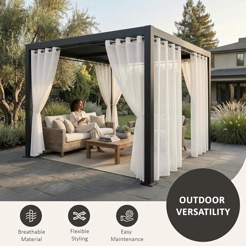 Image of Kuber Industries 6 Pcs Polyester Linen Door Sheer Curtain 7 Feet for Home Decor | 8 Eyelet with Curtain Multiple Use for Living Room /Bedroom | Plain - Off White