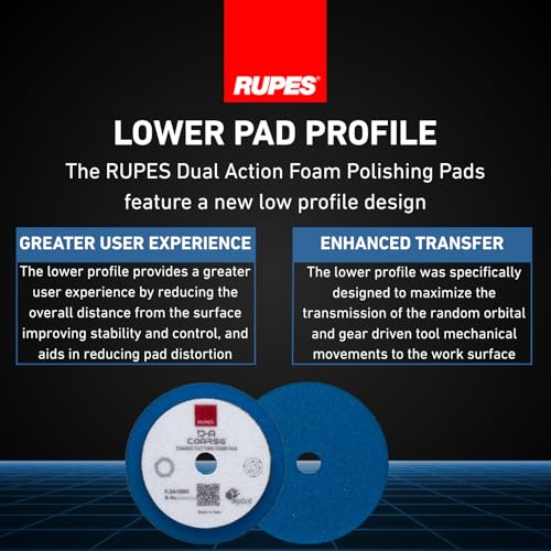 Image of RUPES 9.DA100H Pack of 48 Blue D-A Coarse Cutting Foam Pads 100mm | Ideal for Paint Correction & Gloss Enhancement | Mild to Severe Defect Removal | Compatible with 4 inch Backing Plate