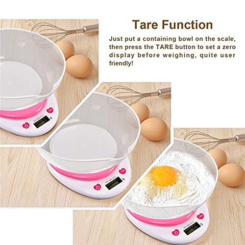 Liudan Portable Digital Kitchen Scale LCD Monitor Heart Shape Food Scale，5.04x6.5x1.2'