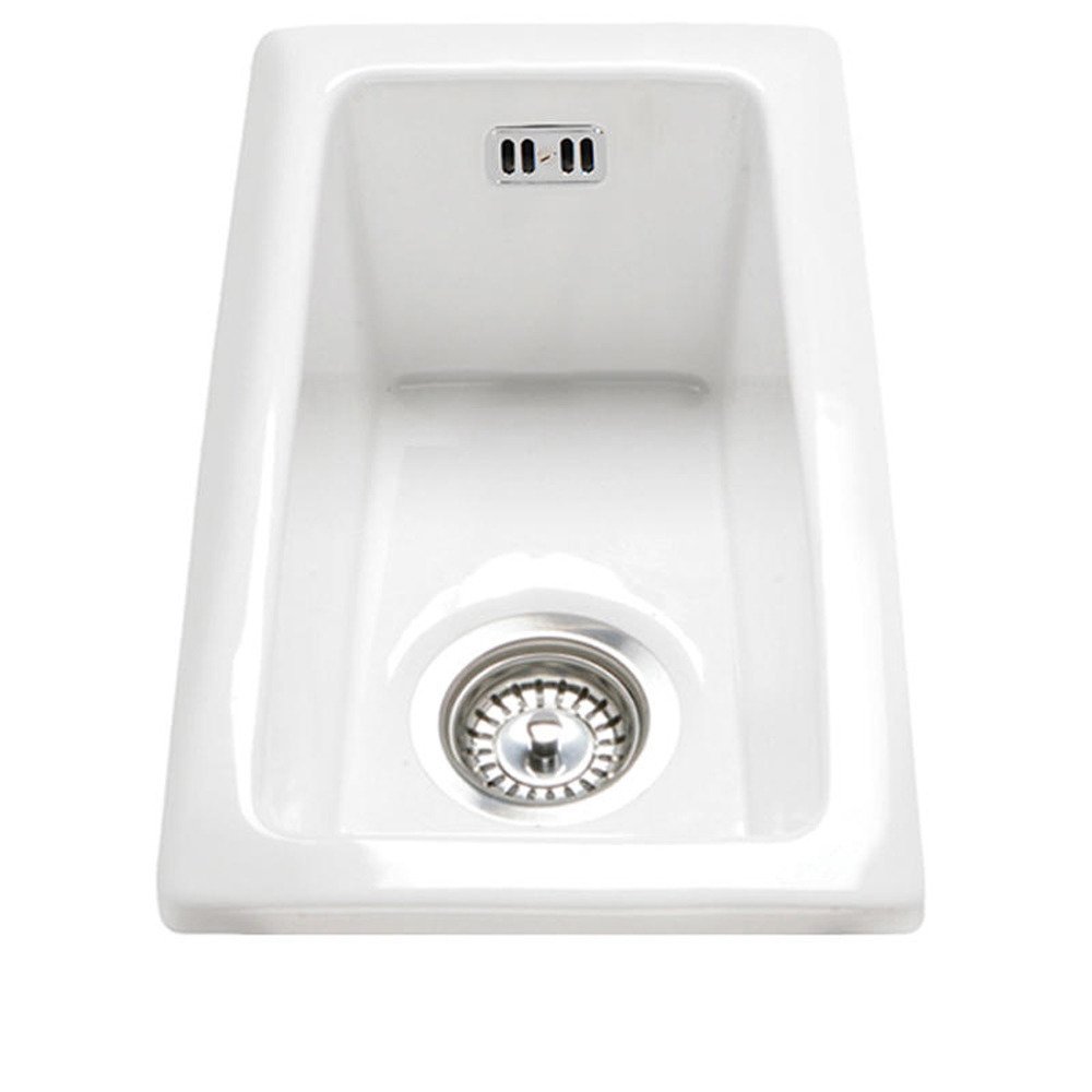 Astini Hampton 50 0.5 Bowl White Ceramic Undermount/Inset Kitchen Sink & Waste