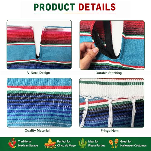 Disfraz Infantil Poncho Mexicano Tradicional miniatura 5
