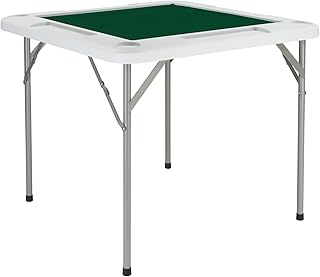 PEXMOR 35" Foldable Mahjong Table, 4 Player Card Game Table w/Cup Holders & Chip Grooves, Portable Folding Poker Domino Board Game Table for Blackjack, Texas Hold'em, Jigsaw Puzzles Game