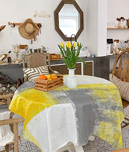 Fall Tablecloth For Square/Round Tables Yellow And Grey Abstract Paint Art Graffiti Waterproof Polyester Table Cloth For Kitchen Dinning Table Washable Table Cover For Parties/Wedding/Picnic 54X54 In #TOP9