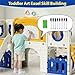 Arlopu 10-in-1 Large Toddler Slide Set, Kids Slide Climber Playset with Drawing Board, Basketball Hoop, Sturdy Baby Playground, Indoor Outdoor Playhouse for Boys and Girls Upgraded (Yellow & Blue)