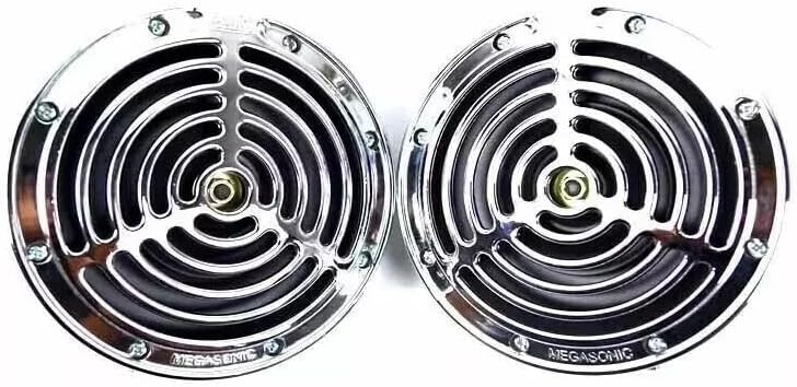 Megasonic 12V Horn Set for Royal Enfield Himalayan | High Tone 395Hz & Low Tone 315Hz | Durable Alloy Steel Electric Horn | Universal Fit for Bikes & Cars