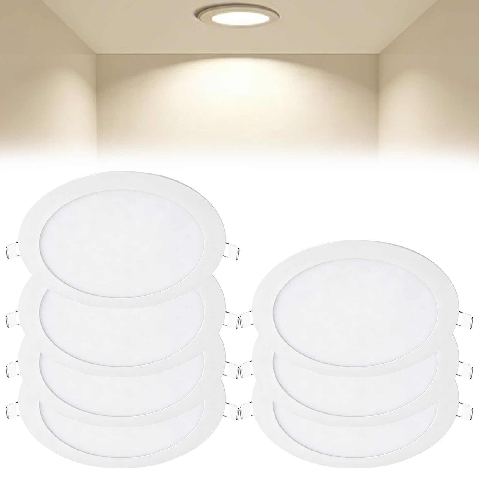 VOGHMOLD 24W Ultra Slim LED Downlight 12 inch, 4000K Recessed Ceiling Light, Cut Φ280-285mm, AC85-265V Flush Mount Spotlights Aluminum Round Panel Lights for Office Hallway, 7 Pack