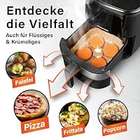 GOURMETmaxx Backpapier für Heißluftfritteuse 5 bis 6 Liter | Backpapierschale antihaftbeschichtet & ölbeständig | Airfryer Backpapier – flexible Form | 100 Stück - 20 x 20 x 4,5 cm – Ansicht 5