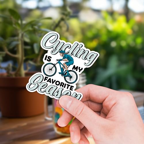 Image of Cycling Sticker 8 Pcs (Large Size) Vinyl Stickers Laptop Waterproof Decal for Car Bumper Water Bottle Notebook Luggage Window Birthday Decorations - Size 4 Inches