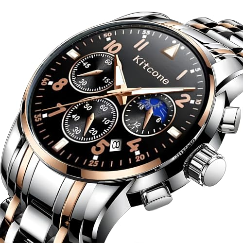 Image of KITCONE Multicolour Dial Analogue Men's Wrist Watch with Date Calendar, Metal Case and Strap -FBBH1