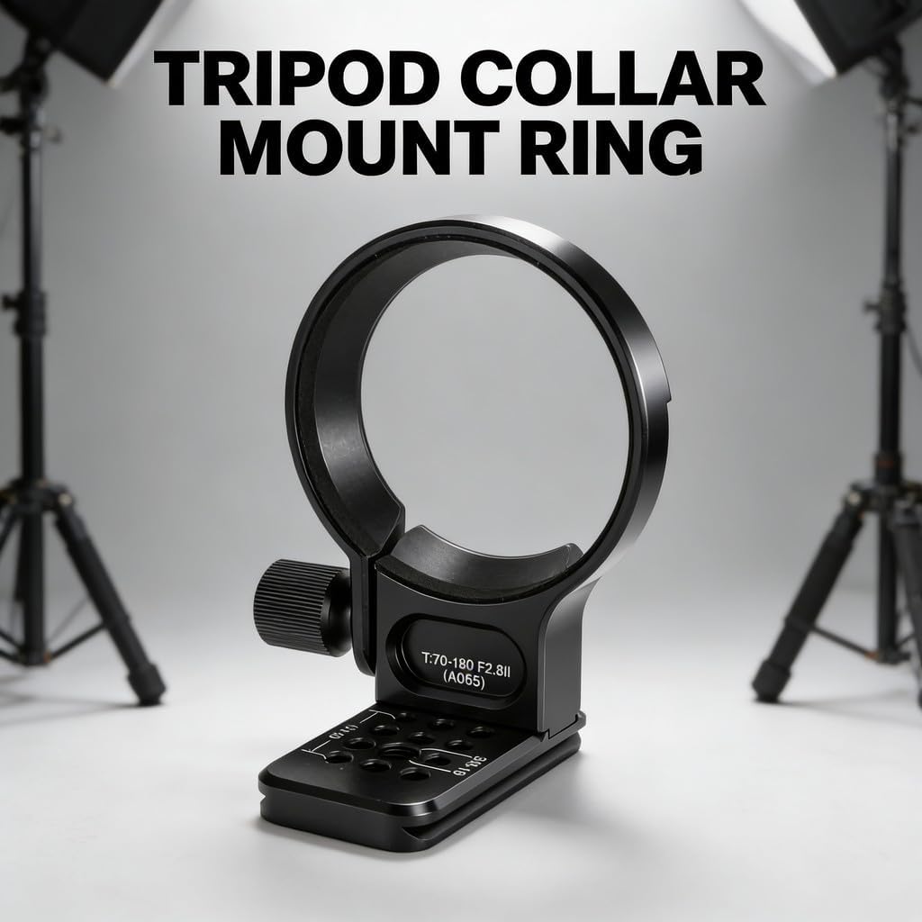 Lens Collar Tripod Mount Ring for T70 180 F2.8 Lens, 70mm Arca Type Quick Release Plate, 1/4 3/8 Inch Screw Holes - Lightweight Aluminum Alloy, Secure Balance with Safety STO