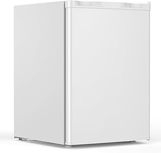 COWSAR 2.6 Cu.Ft Mini Fridge with Freezer, Single-Door Compact Refrigerator, 7 Settings Temperature Adjustable, 2 Removable Shelves, Commercial Small fridge for Bedroom, Office, Kitchen, Dorm, White
