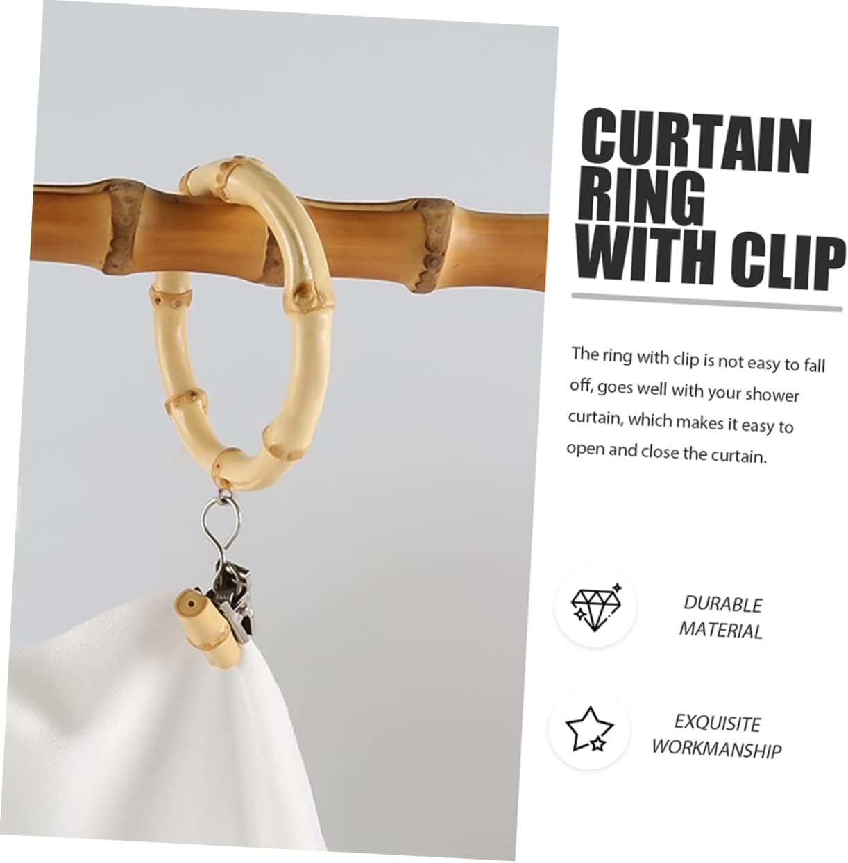 Cabilock 8pcs Curtain Clips Non- Shower Curtain Hooks Easy to Install and Wear-Resistant for Window and Door Drapery Stylish Home Decor