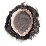 Toupee dla mężczyzn Peruka dla mężczyzn z ludzkimi włosami, naturalna linia włosów, cienkie, mono, z protezą NPU, peruki męskie System wymiany włosów(#210,8x10)