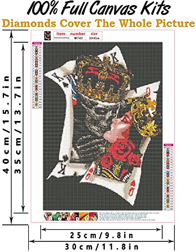 DIY 5D Diamond Painting Skull Packs by Number Kits Full Drills for Adults, Cross Stitch Crystal Rhinestone Embroidery Pictures Arts Craft for Home Wall Decor Gift.(A-H-30X40)