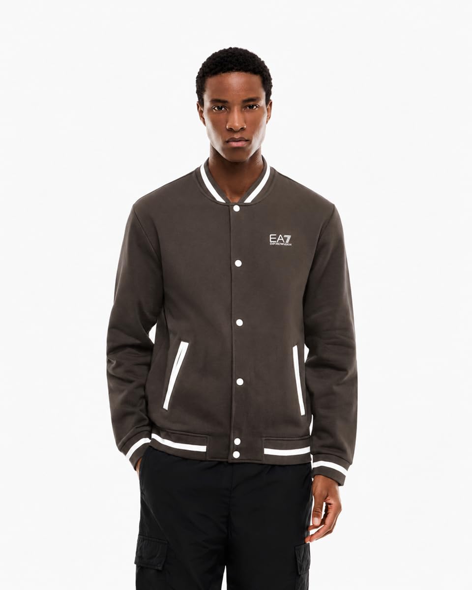 EA7 Emporio Armani Męska bluza Core Identity z bawełny z kołnierzem baseballowym, 7M002146