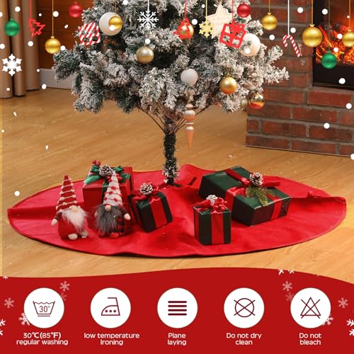 ShinyRelief 72 Inch Larger Velvet Christmas Tree Skirt Reversible with Gold Glitter Double Sided Velvet Christmas Fur Plush Tree Skirt Glittery Tree Skirt for Christmas New Years by ShinyRelief - Image 4