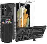 THMEIRA for Samsung Galaxy S22 Ultra Wallet Case with Card Holder, for Samsung S22 Ultra Case with Screen Protector [ Soft 2 Pack ] Military Grade Shockproof Case for Galaxy S22 Ultra 6.8''