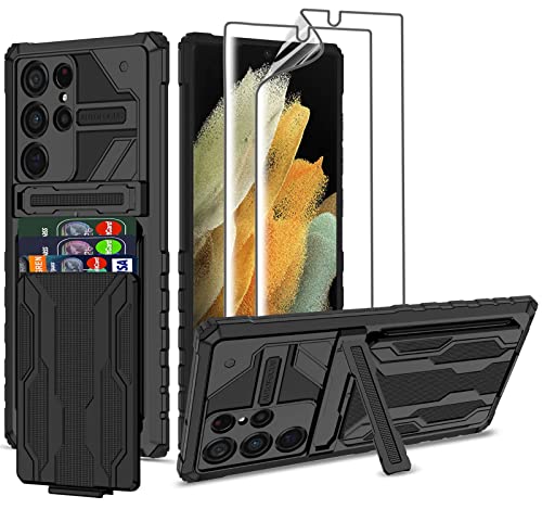 THMEIRA for Samsung Galaxy S22 Ultra Wallet Case with Card Holder Black