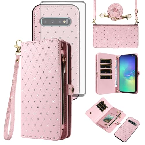 Coque Samsung S10 Plus anti-choc avec vitre en verre trempé et range-cartes