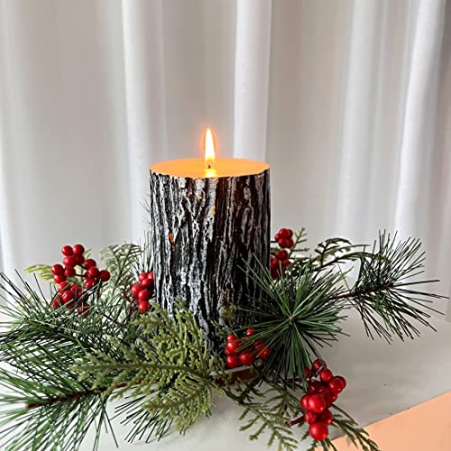 Mozeal Hand-Poured Unscented Candle,Dripless Smokeless Cotton Wick Pillar Candle Set Of 3,Includes 4", 5" And 6",300 Hours Burn Time,Country Style,For Christmas And Fireplace Decor(Black Pine Tree) #TOP2